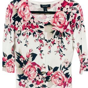 New WHBM Floral Snap Cardigan Small
